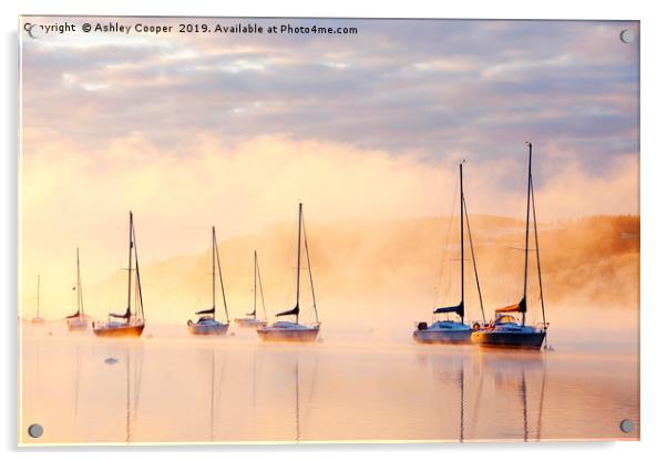 Misty yachts. Acrylic by Ashley Cooper