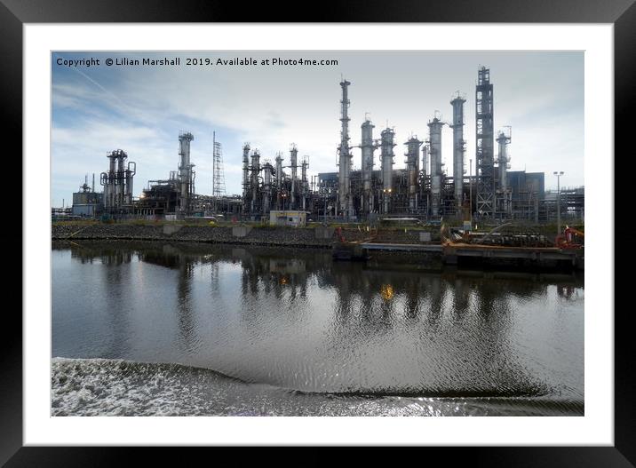 Stanlow Oil Refinery.  Framed Mounted Print by Lilian Marshall