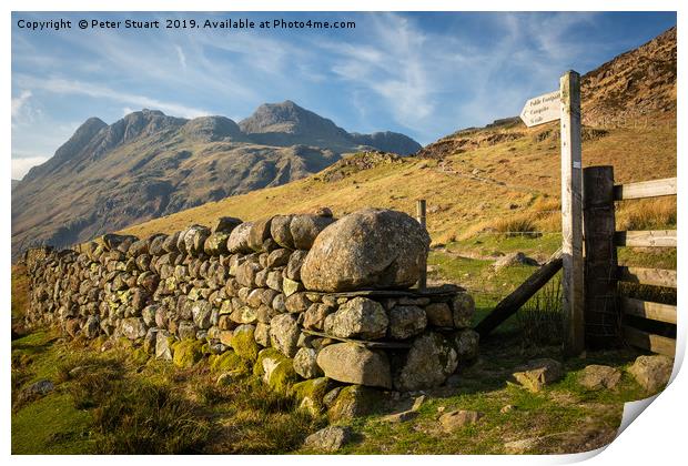 The Langdale Pikes Print by Peter Stuart