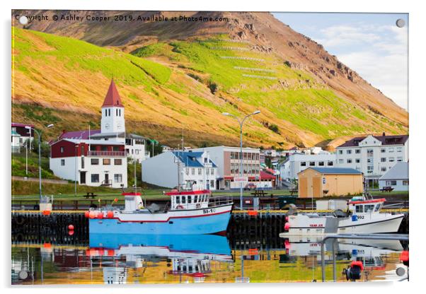 Iceland harbour. Acrylic by Ashley Cooper