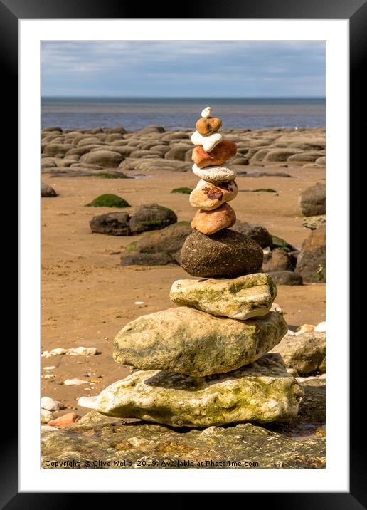 Stones at Old Hunstanton beach in Norfolk Framed Mounted Print by Clive Wells