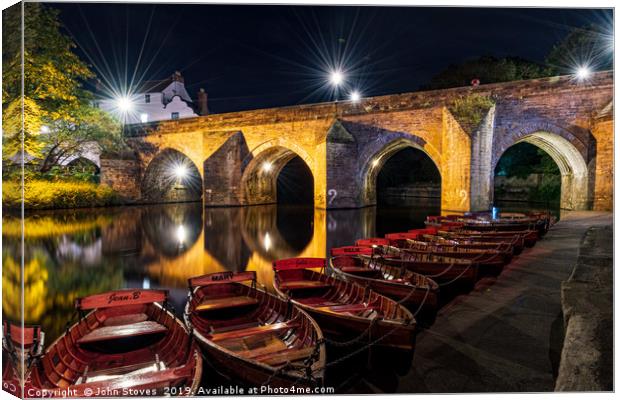 Durham Boathouse by Night Canvas Print by John Stoves