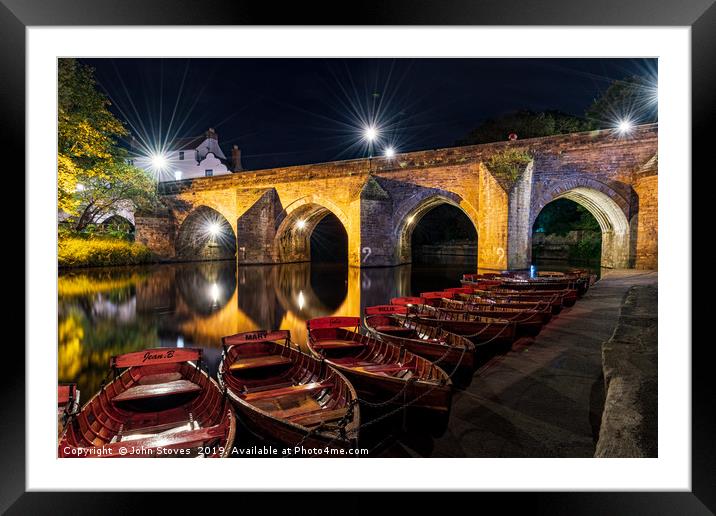 Durham Boathouse by Night Framed Mounted Print by John Stoves