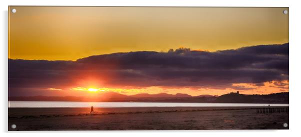Criccieth Sunset Acrylic by Ceri Jones