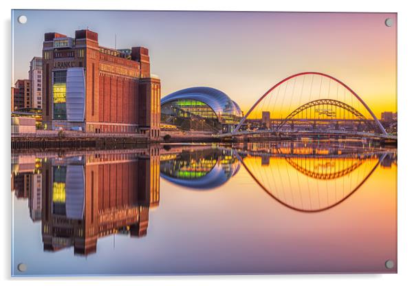 River Tyne Bridges Reflection Acrylic by Kevin Sloan