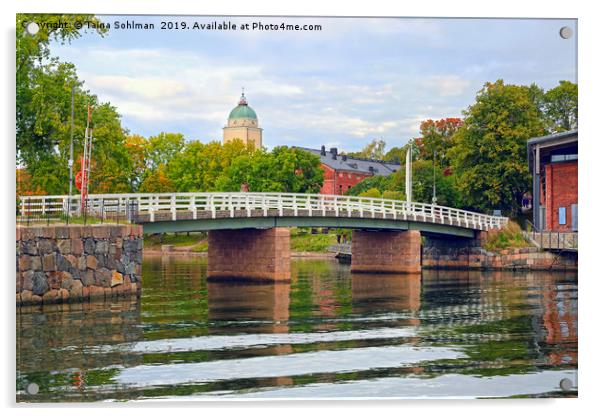 Suomenlinna Bridge in Early Autumn Acrylic by Taina Sohlman