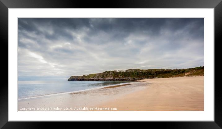 Barafundle Bay Panorama  Framed Mounted Print by David Tinsley