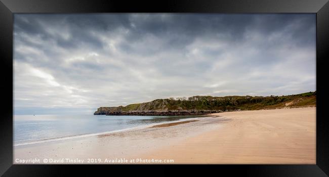 Barafundle Bay Panorama  Framed Print by David Tinsley
