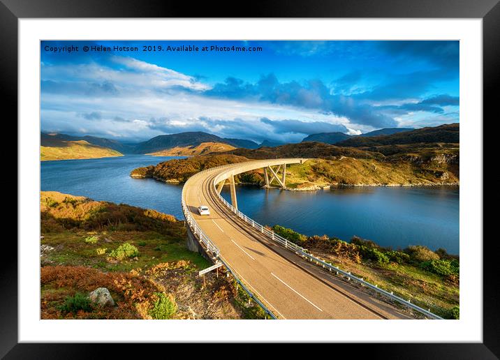 The Kylesku Bridge in Scotland Framed Mounted Print by Helen Hotson
