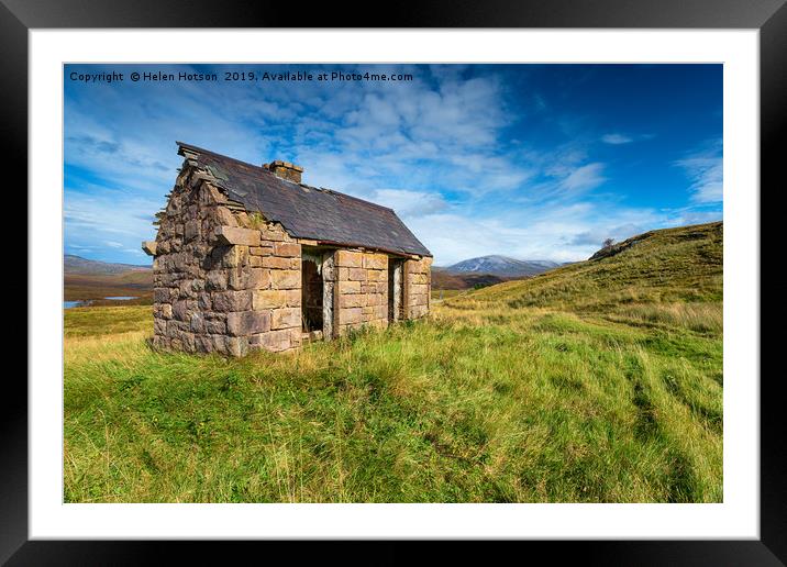 An old bothy at Elphin in Scotland Framed Mounted Print by Helen Hotson
