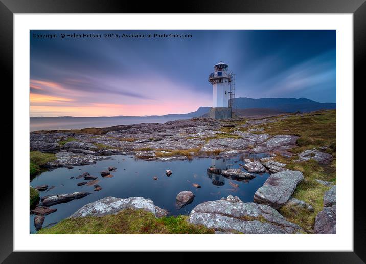 A long exposure of the lighthouse at Rhue Framed Mounted Print by Helen Hotson