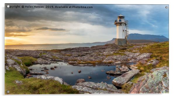 Rhue Lighthouse near Ullapool in Scotland Acrylic by Helen Hotson