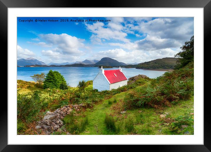 A picturesque cottage on the shores of Loch Shield Framed Mounted Print by Helen Hotson