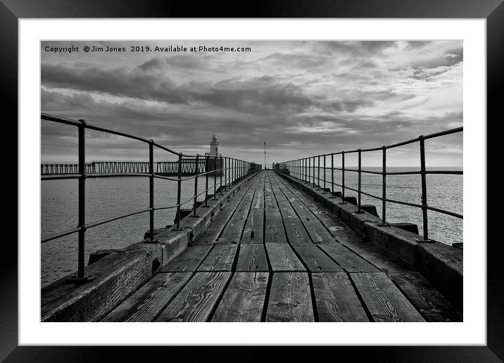 At the end of the Old Wooden Pier Framed Mounted Print by Jim Jones