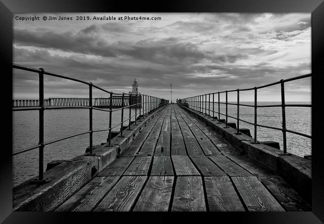 At the end of the Old Wooden Pier Framed Print by Jim Jones
