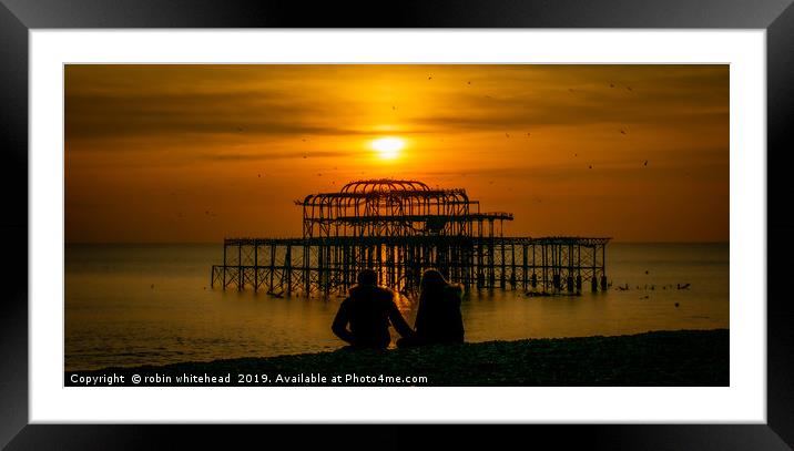 Love Birds on Brighton Beach  Framed Mounted Print by robin whitehead