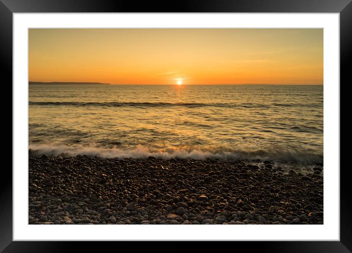 Westward Ho pebble beach sunset  Framed Mounted Print by Tony Twyman