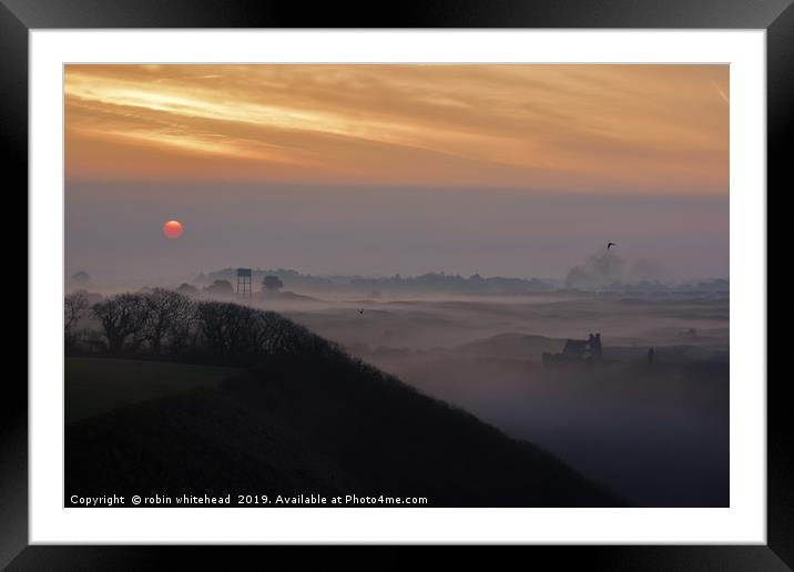 Misty Morning Three Cliffs Bay  Framed Mounted Print by robin whitehead