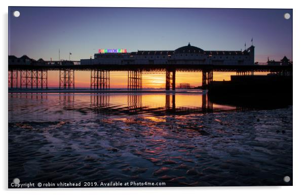 Two Brighton Piers Acrylic by robin whitehead