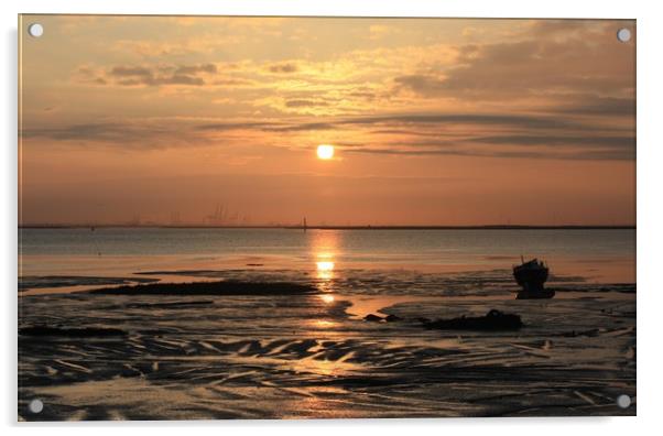 Strand Gillingham Kent   sunrise Acrylic by zoe knight