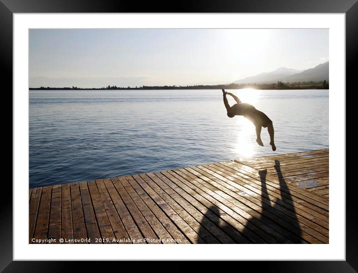 Leaping into the sunset Framed Mounted Print by Lensw0rld 