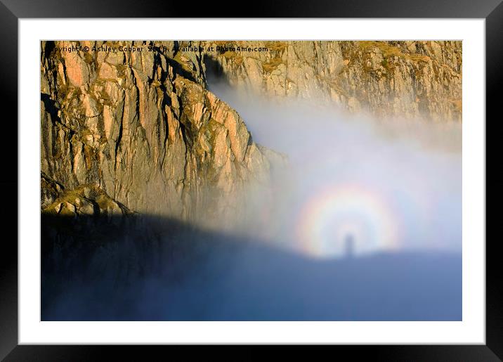 Brocken Spectre crag. Framed Mounted Print by Ashley Cooper