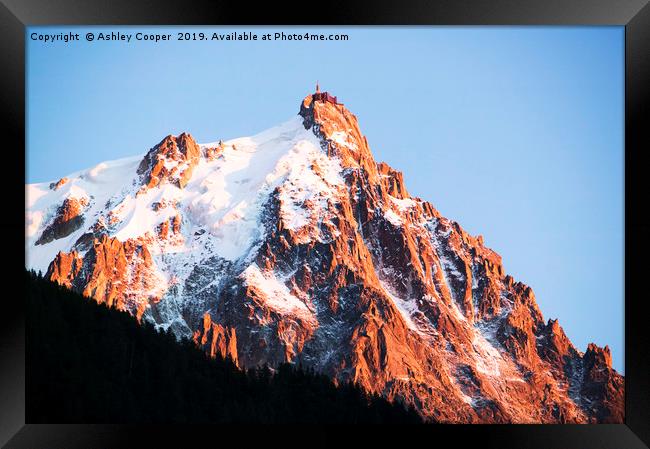 Aiguille du Midi sunset. Framed Print by Ashley Cooper