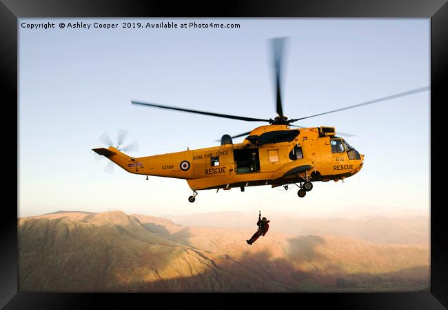 Sea King rescue. Framed Print by Ashley Cooper
