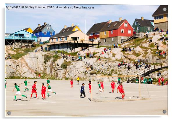 Greenland football. Acrylic by Ashley Cooper