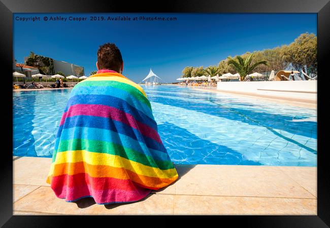 rainbow towel. Framed Print by Ashley Cooper