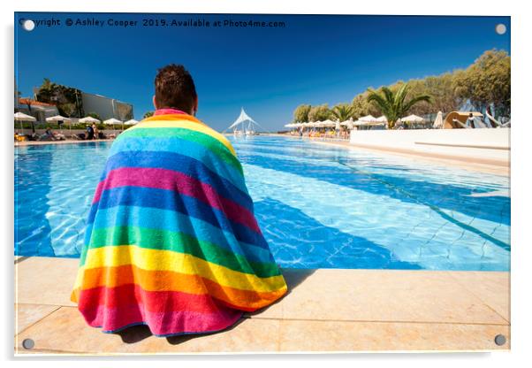 rainbow towel. Acrylic by Ashley Cooper