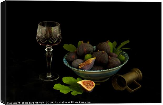 Still Life with Figs and Wine Canvas Print by Robert Murray