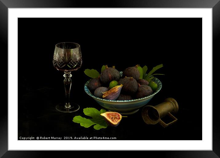 Still Life with Figs and Wine Framed Mounted Print by Robert Murray