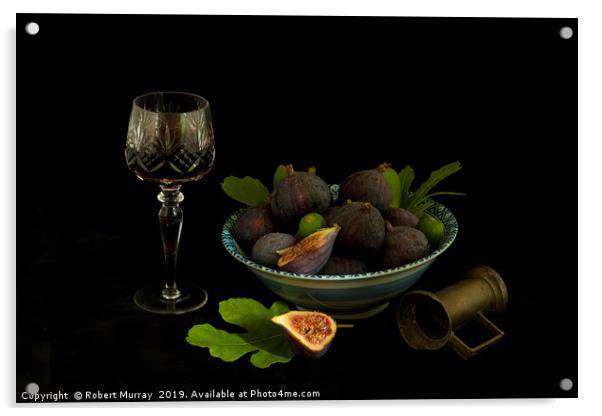 Still Life with Figs and Wine Acrylic by Robert Murray