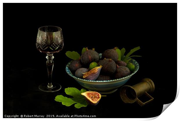 Still Life with Figs and Wine Print by Robert Murray