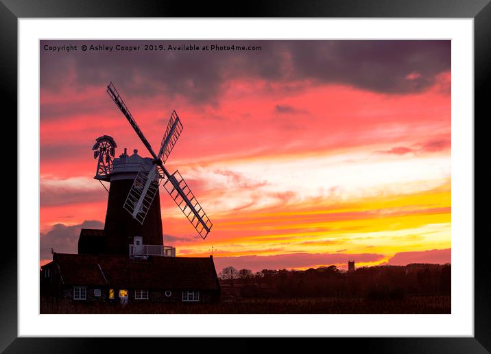 Cley Mill. Framed Mounted Print by Ashley Cooper