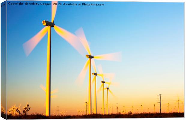 Wind turbine dawn. Canvas Print by Ashley Cooper