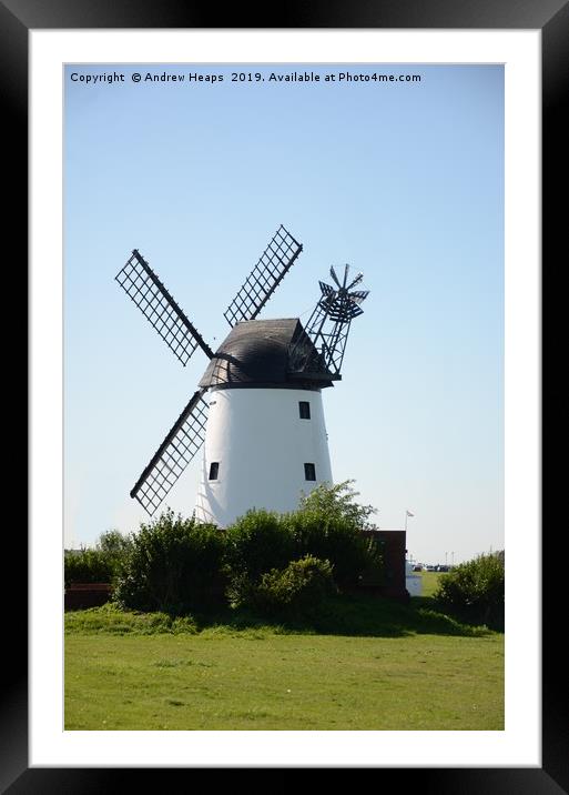 Windmill at Lytham on a Sunny Day Framed Mounted Print by Andrew Heaps