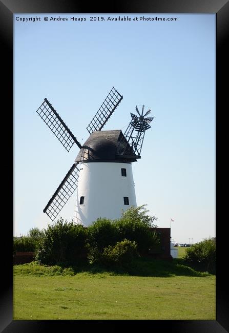 Windmill at Lytham on a Sunny Day Framed Print by Andrew Heaps