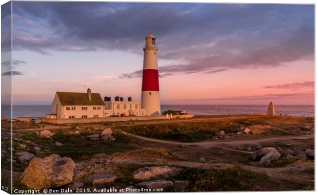 Lighthouse at Sunset, Dorset Canvas Print by Ben Dale