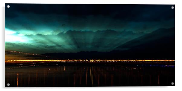 New Severn bridge at Night Acrylic by Brian Roscorla
