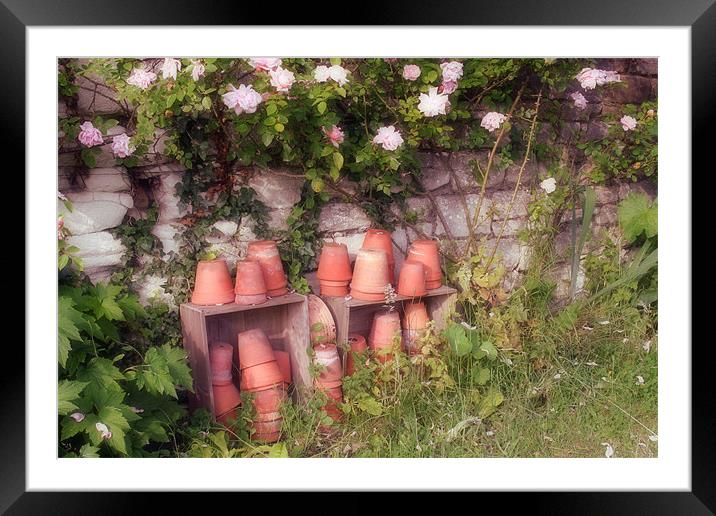 Old Terracotta Flower Pots Framed Mounted Print by Nicola Clark