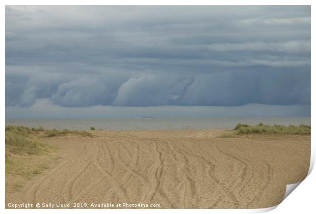 Storm clouds rolling at Great Yarmouth Print by Sally Lloyd