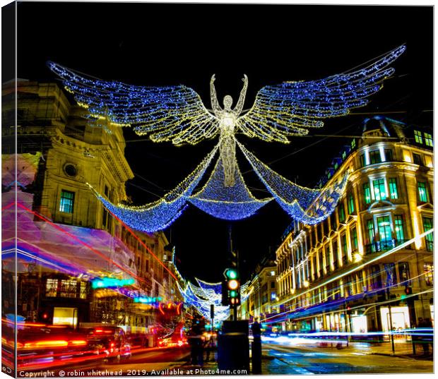Christmas in Regent Street marking 200 Years. Canvas Print by robin whitehead