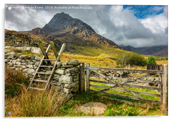 Gate to Tryfan Mountain East Snowdonia Acrylic by Adrian Evans