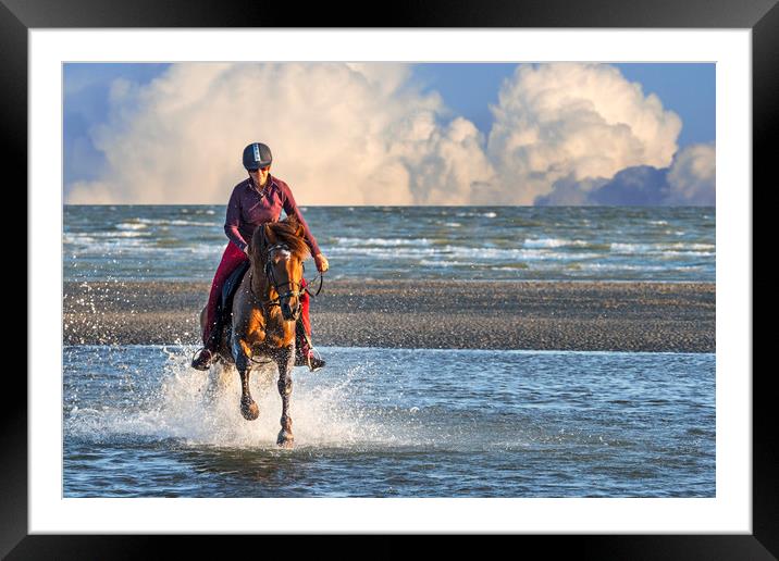 Horse Rider and Storm clouds Framed Mounted Print by Arterra 