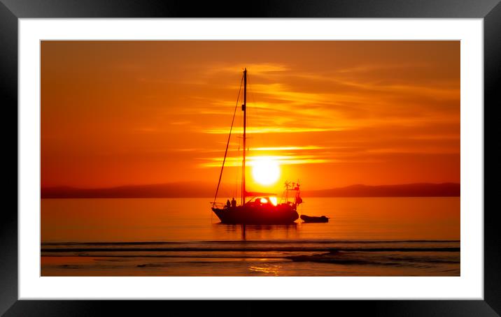 Yacht Sunset Framed Mounted Print by paul lewis