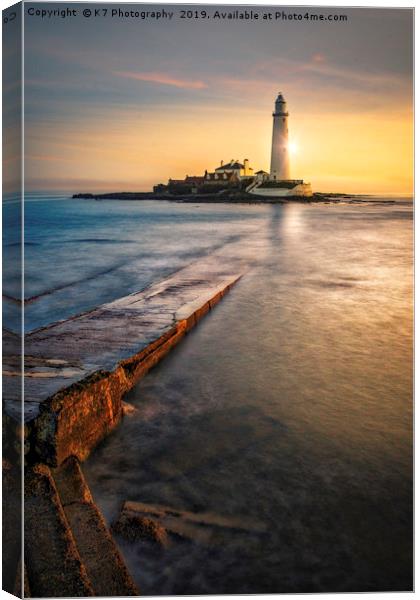 St Mary's Lighthouse Sunrise Canvas Print by K7 Photography