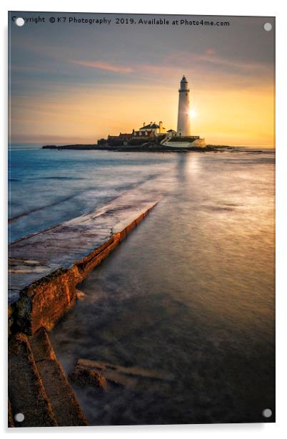St Mary's Lighthouse Sunrise Acrylic by K7 Photography