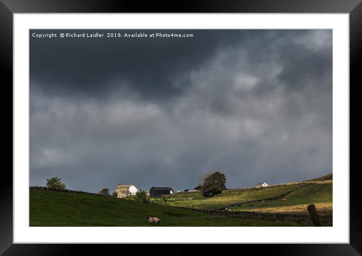 Sunlit Farm, Stormy Sky 1 Framed Mounted Print by Richard Laidler